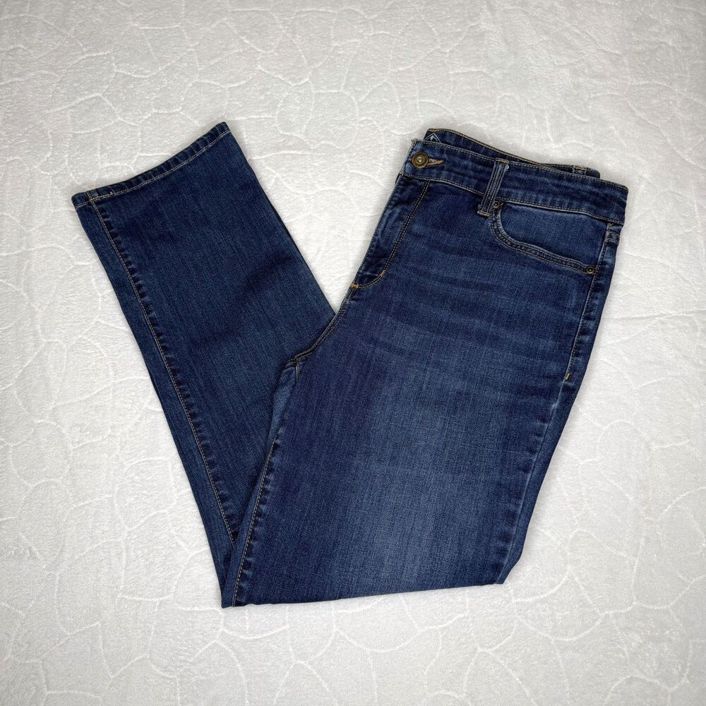 St. John’s Bay Jeans Women’s Size 14 SHORT Dark Blue High Rise Straight Leg Jean